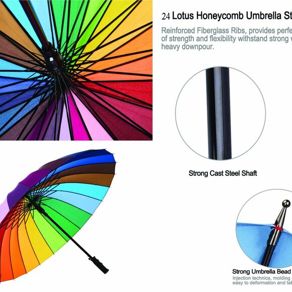 Variety To Go 24K Large Rainbow Umbrella (Straight Handle) - Picture 6 of 10
